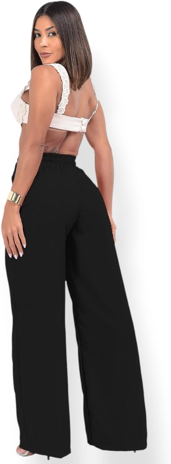 Calça Alfaiataria Feminina Cintura Alta Wid Legging Sig estilo Pantalona Casual Festa