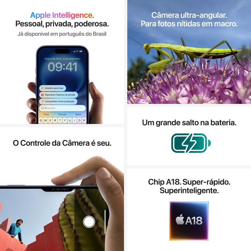 Apple iPhone 16 (256 GB) – Preto
