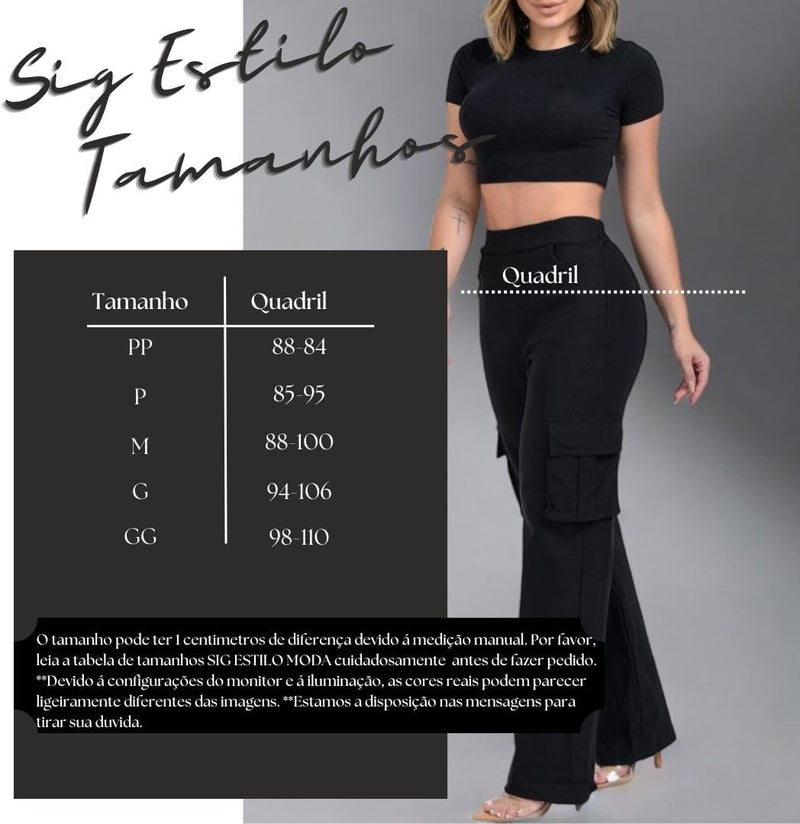 Calça Alfaiataria Feminina Cintura Alta Wid Legging Sig estilo Pantalona Casual Festa