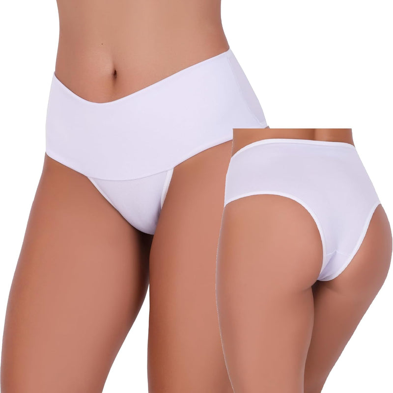 Kit 5 Calcinhas Cintura Alta Compressão Cós Alto Fitness Power Zero Barriga Pala Cós Duplo