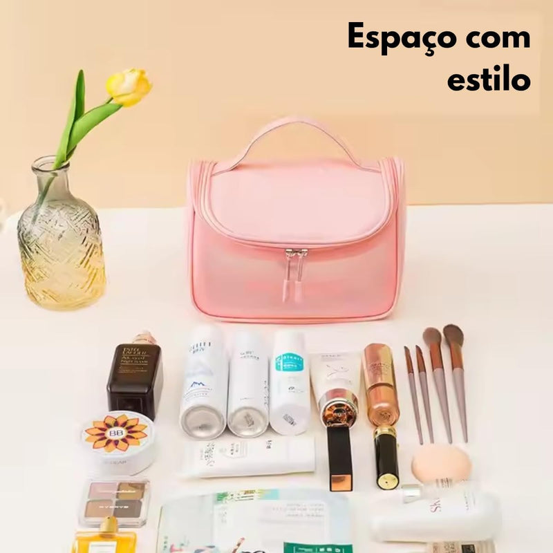 Necessaire Feminina Transparente  Impermeável para Viagem(Branco)