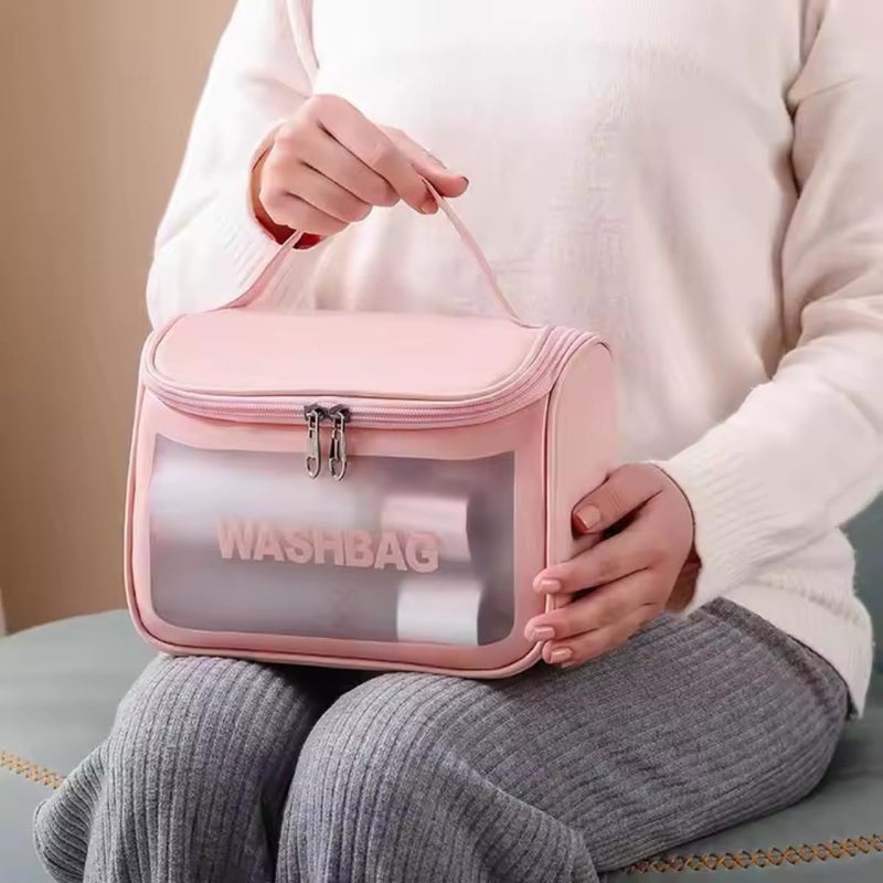 Necessaire Feminina Transparente  Impermeável para Viagem(Branco)