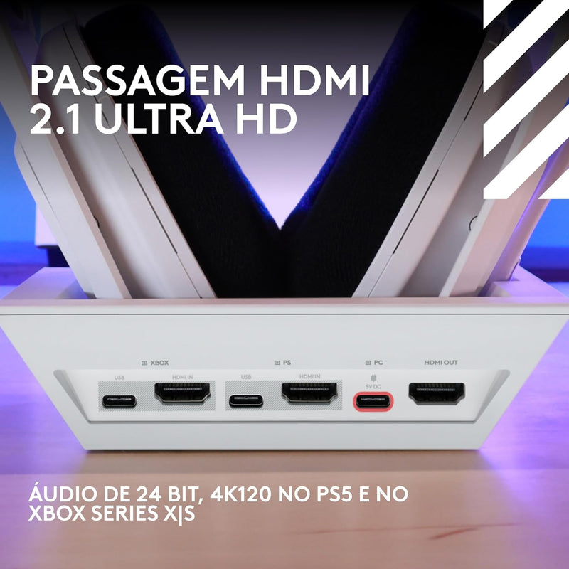 Headset Gamer Sem Fio Logitech G Astro A50 X LIGHTSPEED + Base Station, Com Conexão Bluetooth e HDMI 2.1 Passthru, Tecnologia PLAYSYNC, Compatível Com Xbox Series X|S, PlayStation, PC/Mac - Branco