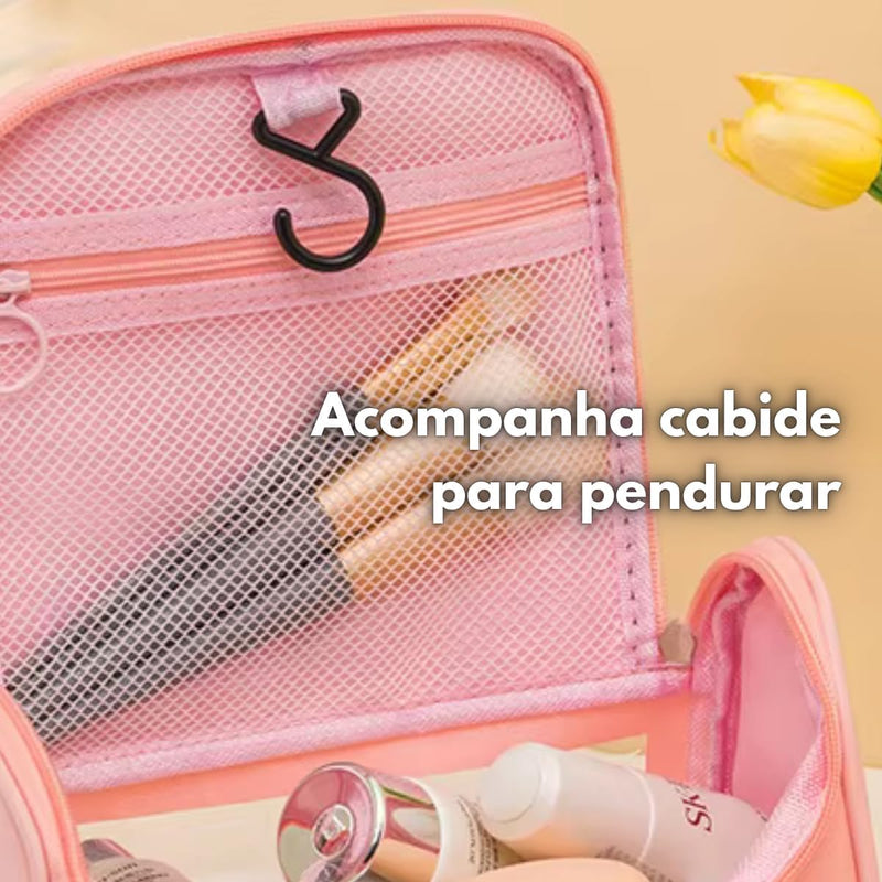 Necessaire Feminina Transparente  Impermeável para Viagem(Branco)