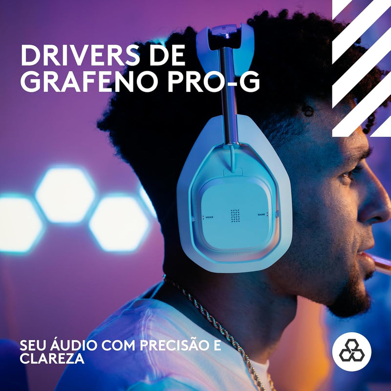 Headset Gamer Sem Fio Logitech G Astro A50 X LIGHTSPEED + Base Station, Com Conexão Bluetooth e HDMI 2.1 Passthru, Tecnologia PLAYSYNC, Compatível Com Xbox Series X|S, PlayStation, PC/Mac - Branco