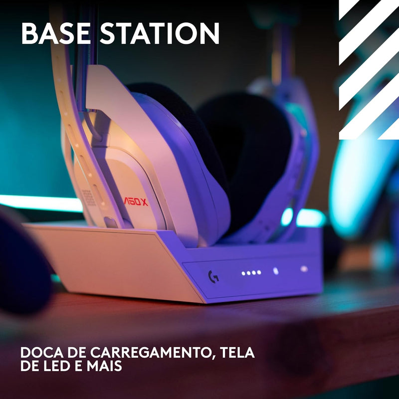 Headset Gamer Sem Fio Logitech G Astro A50 X LIGHTSPEED + Base Station, Com Conexão Bluetooth e HDMI 2.1 Passthru, Tecnologia PLAYSYNC, Compatível Com Xbox Series X|S, PlayStation, PC/Mac - Branco