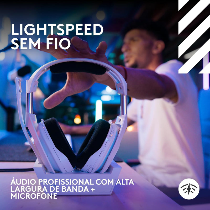 Headset Gamer Sem Fio Logitech G Astro A50 X LIGHTSPEED + Base Station, Com Conexão Bluetooth e HDMI 2.1 Passthru, Tecnologia PLAYSYNC, Compatível Com Xbox Series X|S, PlayStation, PC/Mac - Branco