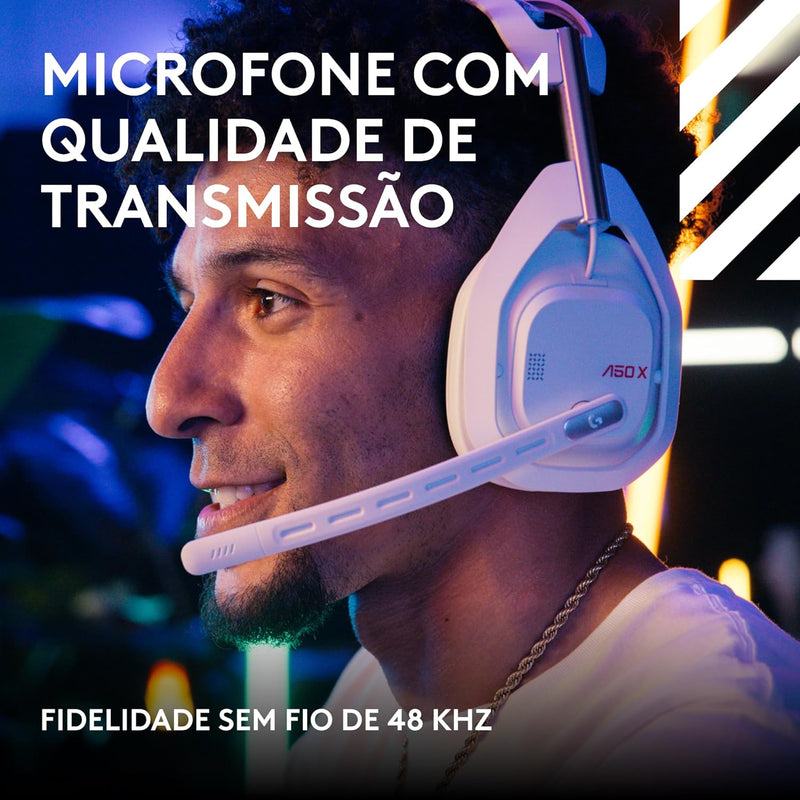 Headset Gamer Sem Fio Logitech G Astro A50 X LIGHTSPEED + Base Station, Com Conexão Bluetooth e HDMI 2.1 Passthru, Tecnologia PLAYSYNC, Compatível Com Xbox Series X|S, PlayStation, PC/Mac - Branco